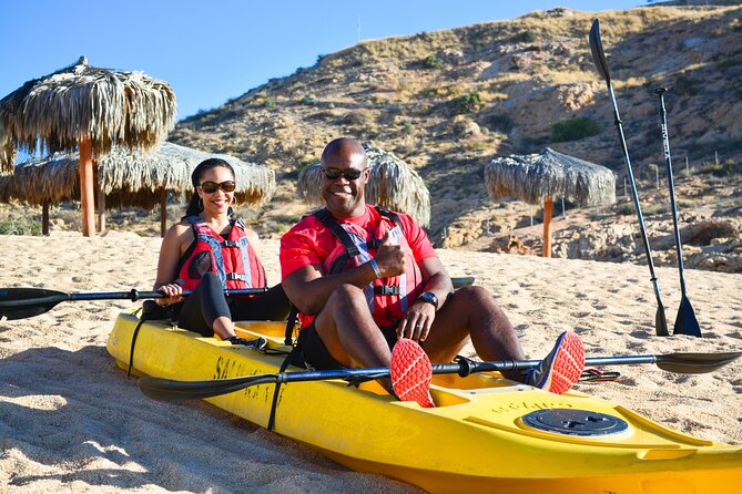 Cabo San Lucas Glass Bottom Kayak Tour and Snorkel at Two Bays - Getting there: Plaza Gali meeting point plus cruise and hotel pickup