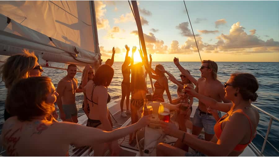 Los Cabos Catamaran: Iconic Sunset Cruise with Drinks & DJ - Los Cabos sunset views of The Arch from a party catamaran