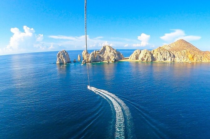 Los Cabos Parasailing Adventure Skybound over Cabo San Lucas Bay - El Arco de Cabo San Lucas and Playa de los Amantes From Above
