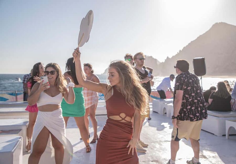 Los Cabos: Sunset Fajitas Dinner Cruise on Cabo Escape - The party cruise vibe: MC games and dance music with real momentum