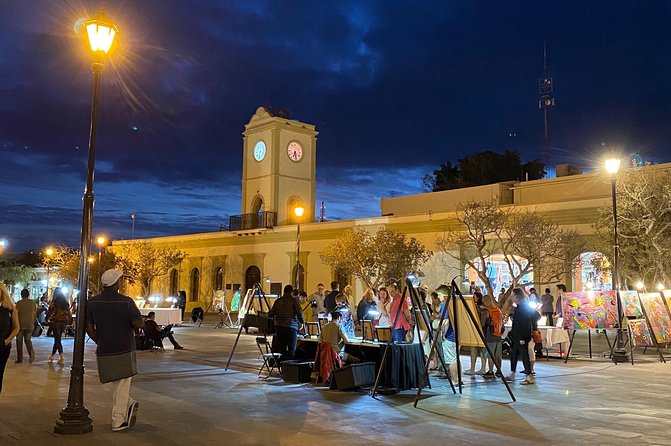 San Jose Artwalk - Plaza Mijares: San Jose Del Cabo Square, Art Display, and a Mission Finish